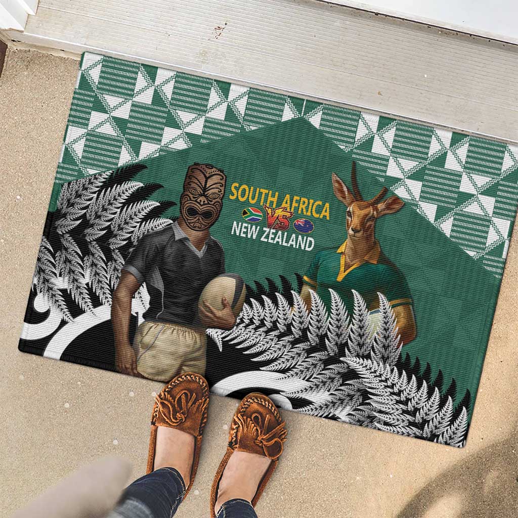 New Zealand South Africa Rugby Rubber Doormat Springboks Kente All Black Maori Together - Aussie Hoodie