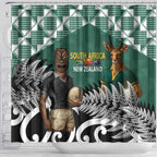 New Zealand South Africa Rugby Shower Curtain Springboks Kente All Black Maori Together - Aussie Hoodie