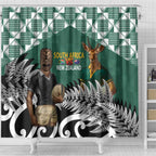 New Zealand South Africa Rugby Shower Curtain Springboks Kente All Black Maori Together - Aussie Hoodie