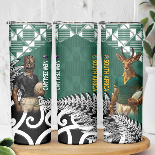 New Zealand South Africa Rugby Skinny Tumbler Springboks Kente All Black Maori Together - Aussie Hoodie