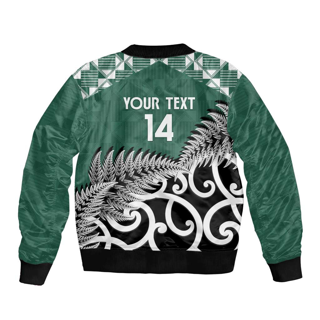 New Zealand South Africa Rugby Custom Sleeve Zip Bomber Jacket Springboks Kente All Black Maori Together - Aussie Hoodie