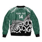 New Zealand South Africa Rugby Custom Sleeve Zip Bomber Jacket Springboks Kente All Black Maori Together - Aussie Hoodie