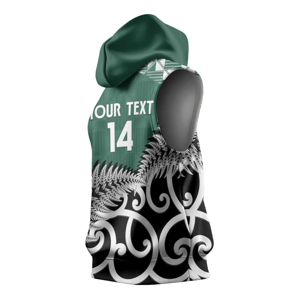 New Zealand South Africa Rugby Custom Sleeveless Hoodie Springboks Kente All Black Maori Together - Aussie Hoodie
