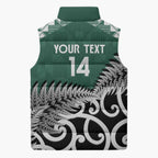 New Zealand South Africa Rugby Custom Sleeveless Puffer Jacket Springboks Kente All Black Maori Together - Aussie Hoodie