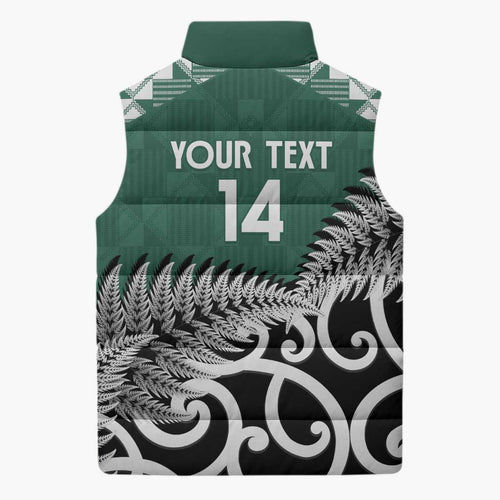 New Zealand South Africa Rugby Custom Sleeveless Puffer Jacket Springboks Kente All Black Maori Together - Aussie Hoodie