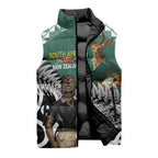 New Zealand South Africa Rugby Custom Sleeveless Puffer Jacket Springboks Kente All Black Maori Together - Aussie Hoodie