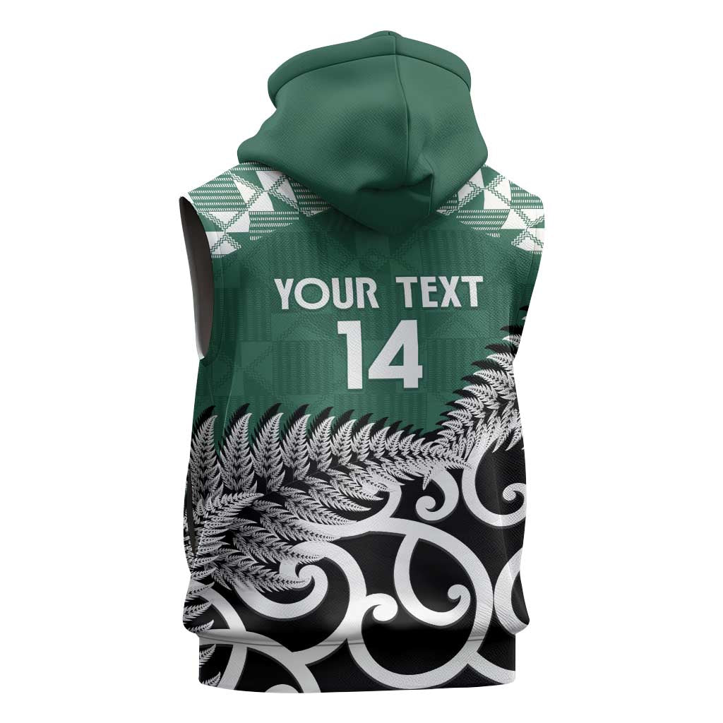 New Zealand South Africa Rugby Custom Sleeveless Zip Hoodie Springboks Kente All Black Maori Together - Aussie Hoodie