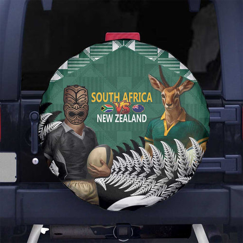 New Zealand South Africa Rugby Spare Tire Cover Springboks Kente All Black Maori Together - Aussie Hoodie