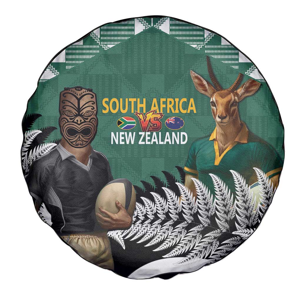 New Zealand South Africa Rugby Spare Tire Cover Springboks Kente All Black Maori Together - Aussie Hoodie