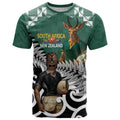 New Zealand South Africa Rugby Custom T Shirt Springboks Kente All Black Maori Together - Aussie Hoodie
