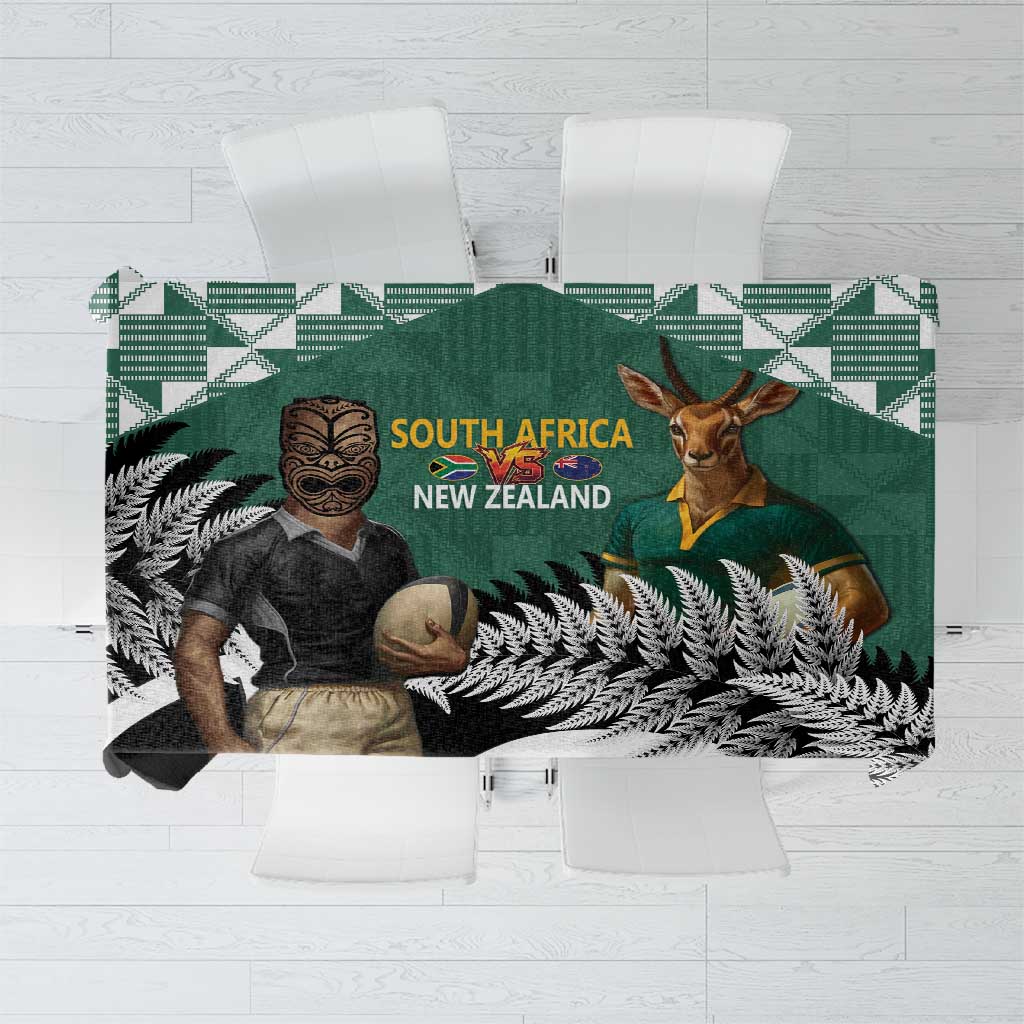 New Zealand South Africa Rugby Tablecloth Springboks Kente All Black Maori Together - Aussie Hoodie