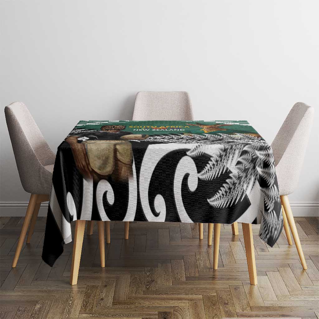 New Zealand South Africa Rugby Tablecloth Springboks Kente All Black Maori Together - Aussie Hoodie