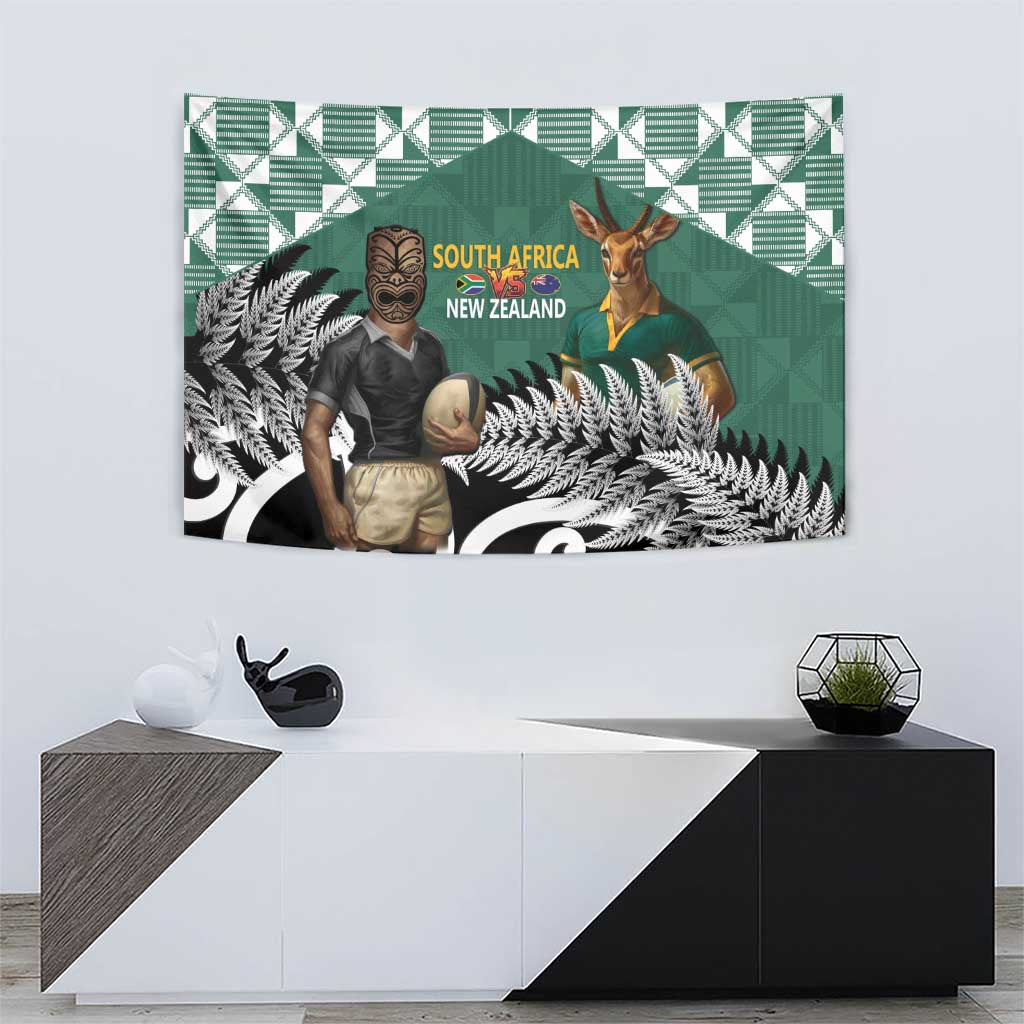 New Zealand South Africa Rugby Tapestry Springboks Kente All Black Maori Together - Aussie Hoodie