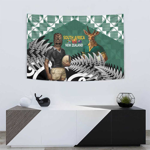 New Zealand South Africa Rugby Tapestry Springboks Kente All Black Maori Together - Aussie Hoodie