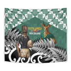 New Zealand South Africa Rugby Tapestry Springboks Kente All Black Maori Together - Aussie Hoodie