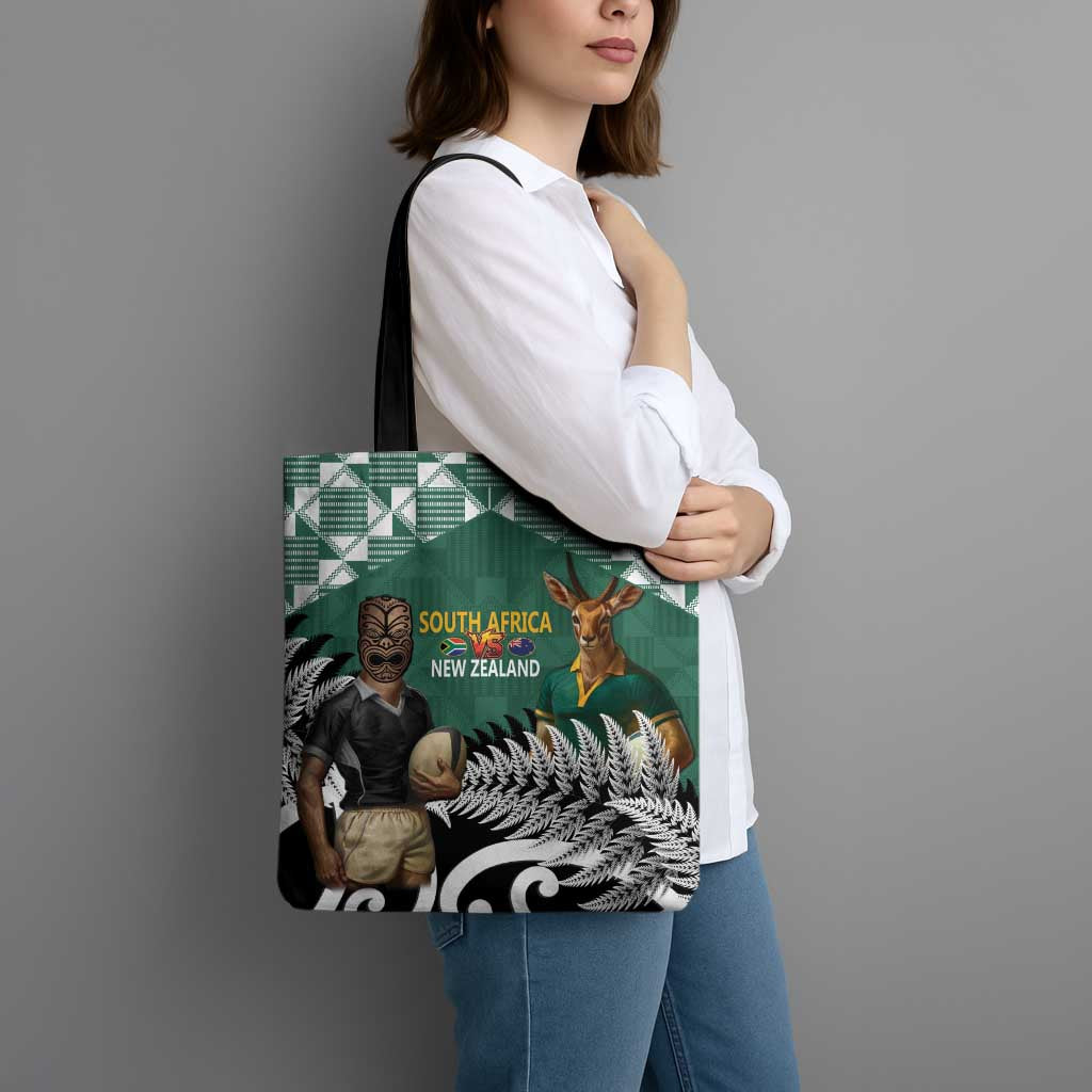 New Zealand South Africa Rugby Tote Bag Springboks Kente All Black Maori Together - Aussie Hoodie
