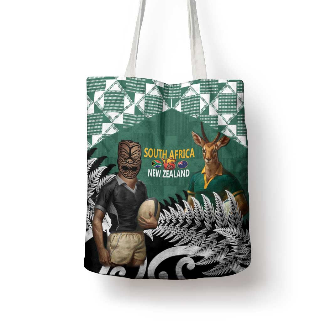 New Zealand South Africa Rugby Tote Bag Springboks Kente All Black Maori Together - Aussie Hoodie