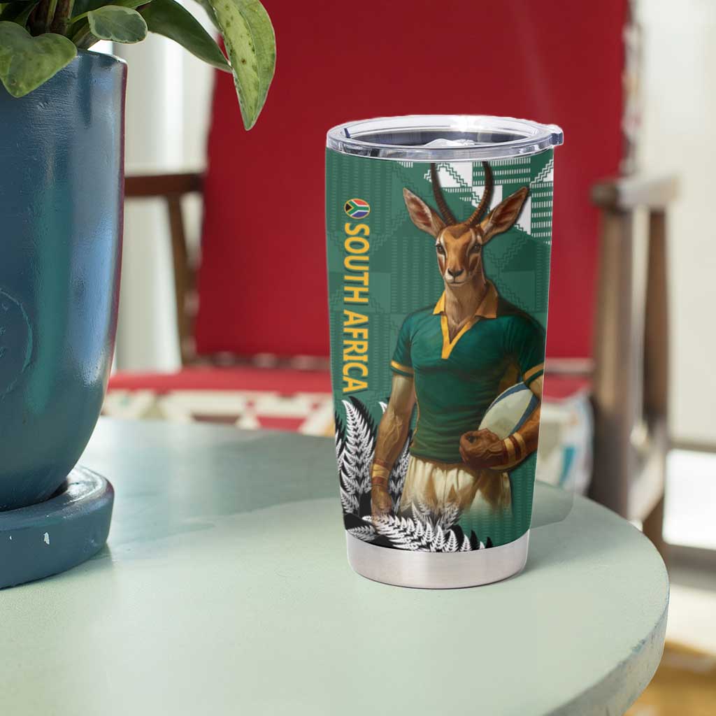 New Zealand South Africa Rugby Tumbler Cup Springboks Kente All Black Maori Together - Aussie Hoodie