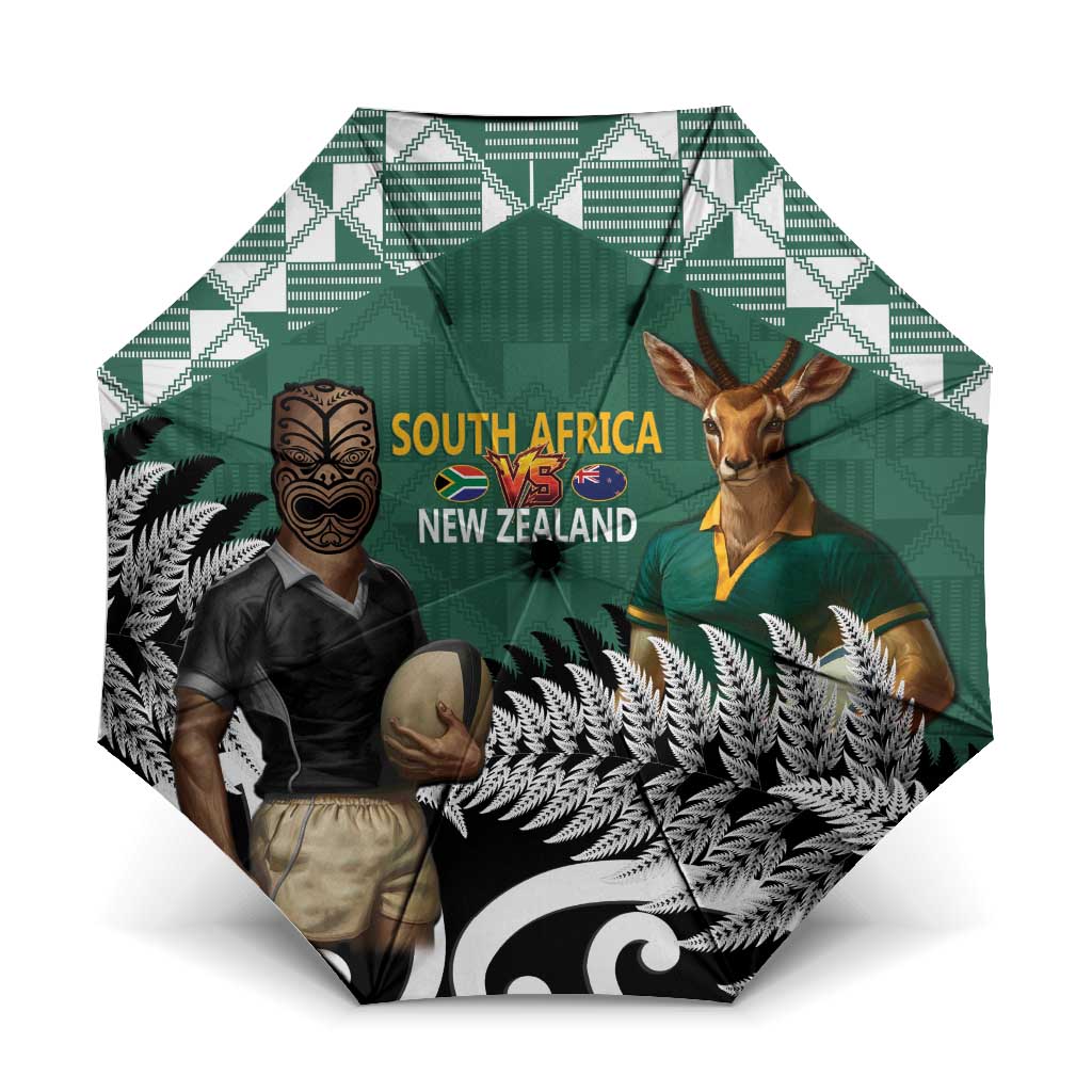 New Zealand South Africa Rugby Umbrella Springboks Kente All Black Maori Together - Aussie Hoodie