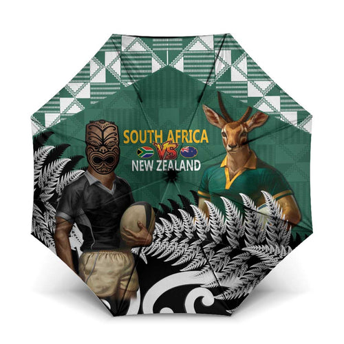New Zealand South Africa Rugby Umbrella Springboks Kente All Black Maori Together - Aussie Hoodie