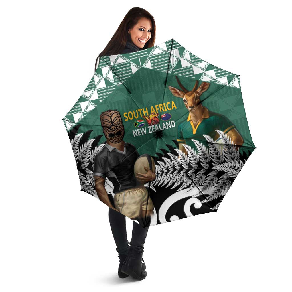 New Zealand South Africa Rugby Umbrella Springboks Kente All Black Maori Together - Aussie Hoodie
