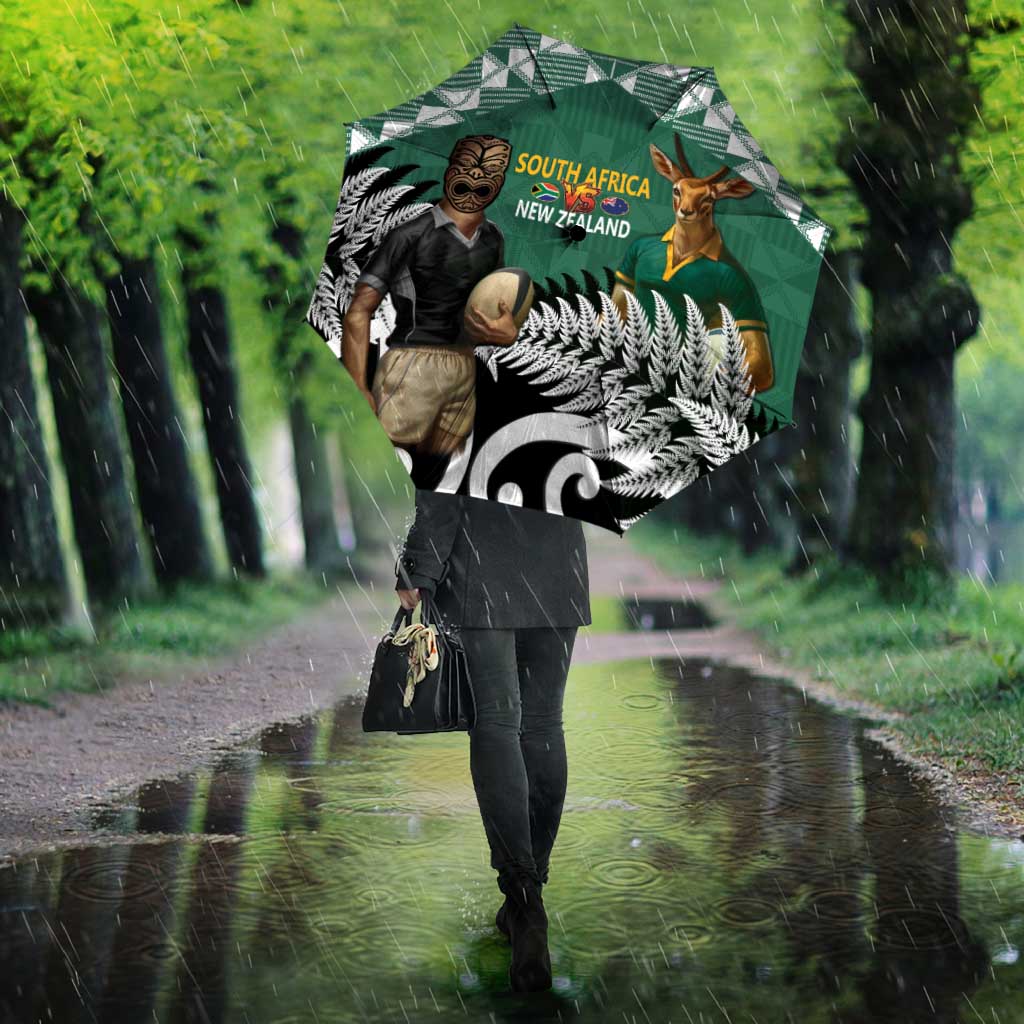 New Zealand South Africa Rugby Umbrella Springboks Kente All Black Maori Together - Aussie Hoodie