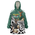 New Zealand South Africa Rugby Custom Wearable Blanket Hoodie Springboks Kente All Black Maori Together - Aussie Hoodie