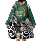 New Zealand South Africa Rugby Custom Wearable Blanket Hoodie Springboks Kente All Black Maori Together - Aussie Hoodie