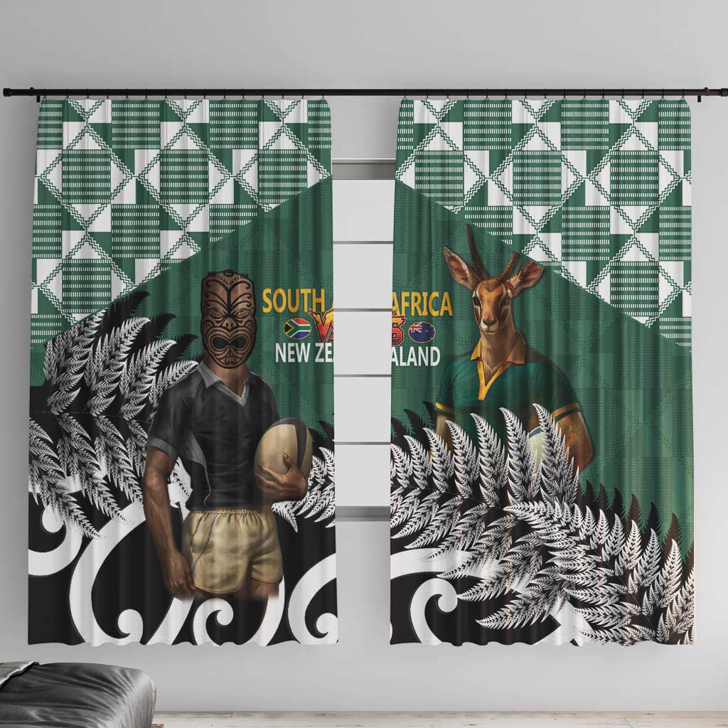 New Zealand South Africa Rugby Window Curtain Springboks Kente All Black Maori Together - Aussie Hoodie
