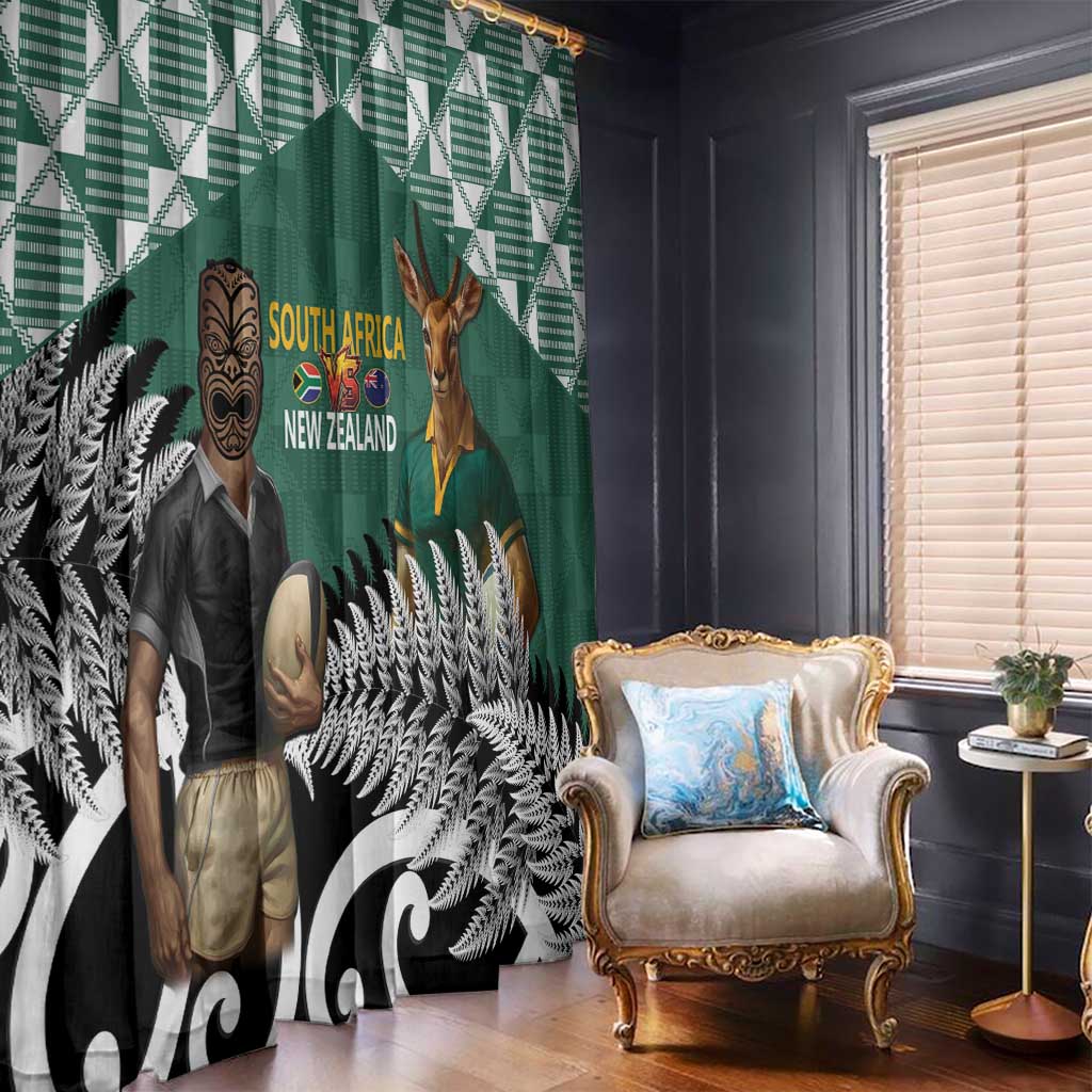 New Zealand South Africa Rugby Window Curtain Springboks Kente All Black Maori Together - Aussie Hoodie