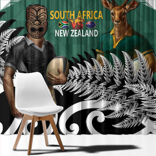New Zealand South Africa Rugby Window Curtain Springboks Kente All Black Maori Together - Aussie Hoodie