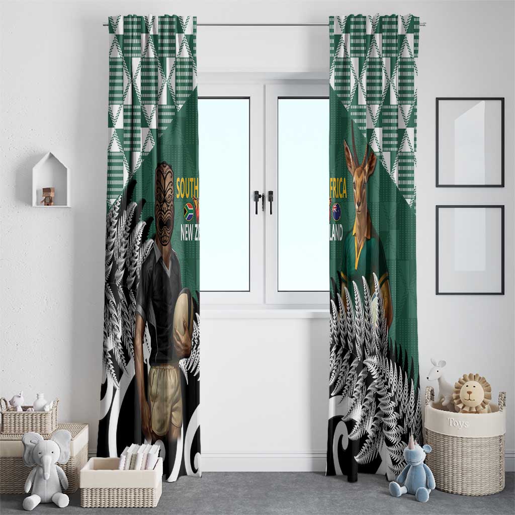 New Zealand South Africa Rugby Window Curtain Springboks Kente All Black Maori Together - Aussie Hoodie