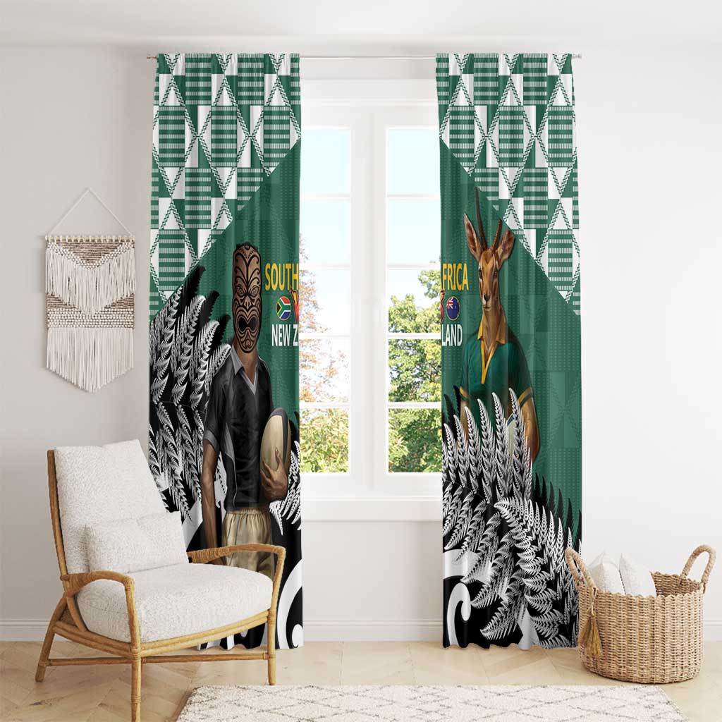 New Zealand South Africa Rugby Window Curtain Springboks Kente All Black Maori Together - Aussie Hoodie