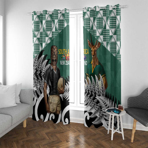 New Zealand South Africa Rugby Window Curtain Springboks Kente All Black Maori Together - Aussie Hoodie