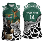 New Zealand South Africa Rugby Custom Women Sleeveless Polo Shirt Springboks Kente All Black Maori Together - Aussie Hoodie
