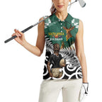 New Zealand South Africa Rugby Custom Women Sleeveless Polo Shirt Springboks Kente All Black Maori Together - Aussie Hoodie