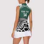 New Zealand South Africa Rugby Custom Women Sleeveless Polo Shirt Springboks Kente All Black Maori Together - Aussie Hoodie