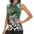 New Zealand South Africa Rugby Custom Women Sleeveless Polo Shirt Springboks Kente All Black Maori Together - Aussie Hoodie