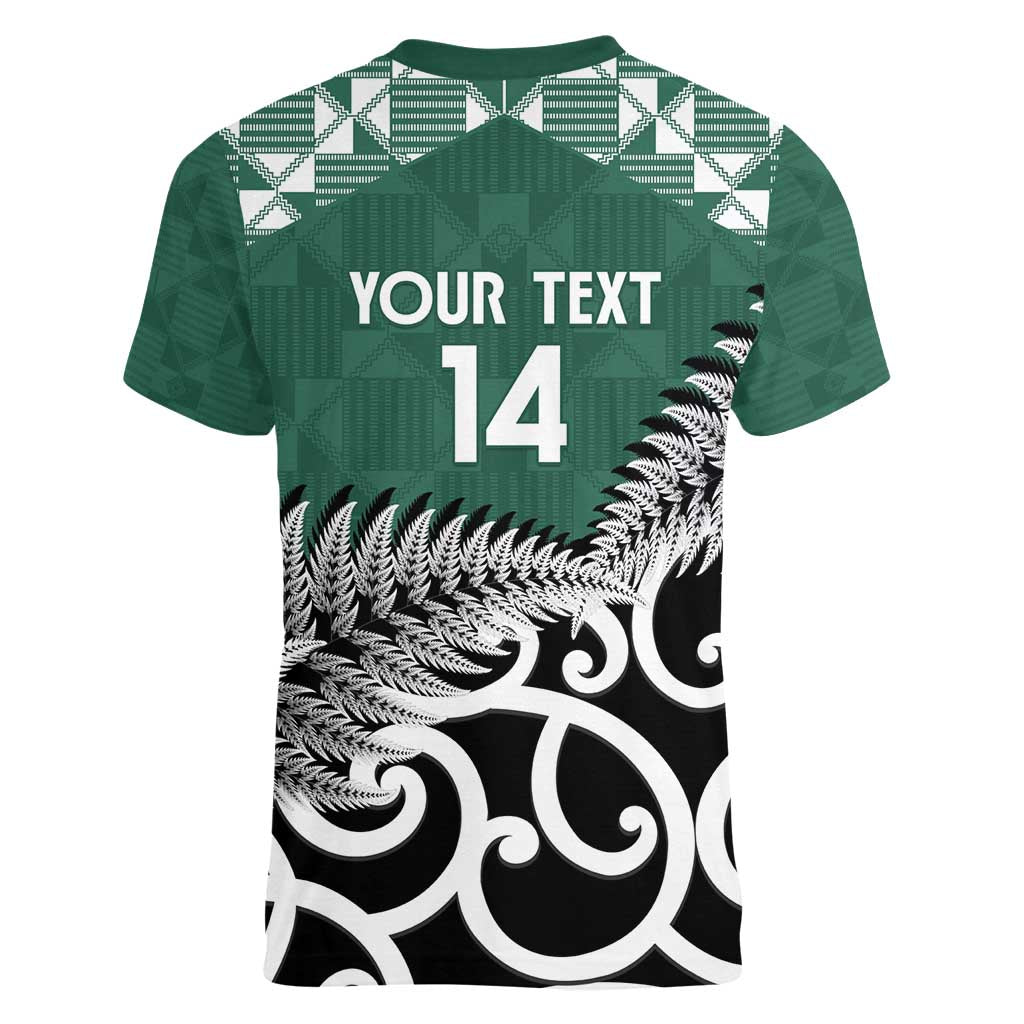New Zealand South Africa Rugby Custom Women V-Neck T-Shirt Springboks Kente All Black Maori Together - Aussie Hoodie