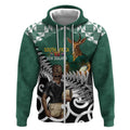 New Zealand South Africa Rugby Custom Zip Hoodie Springboks Kente All Black Maori Together - Aussie Hoodie