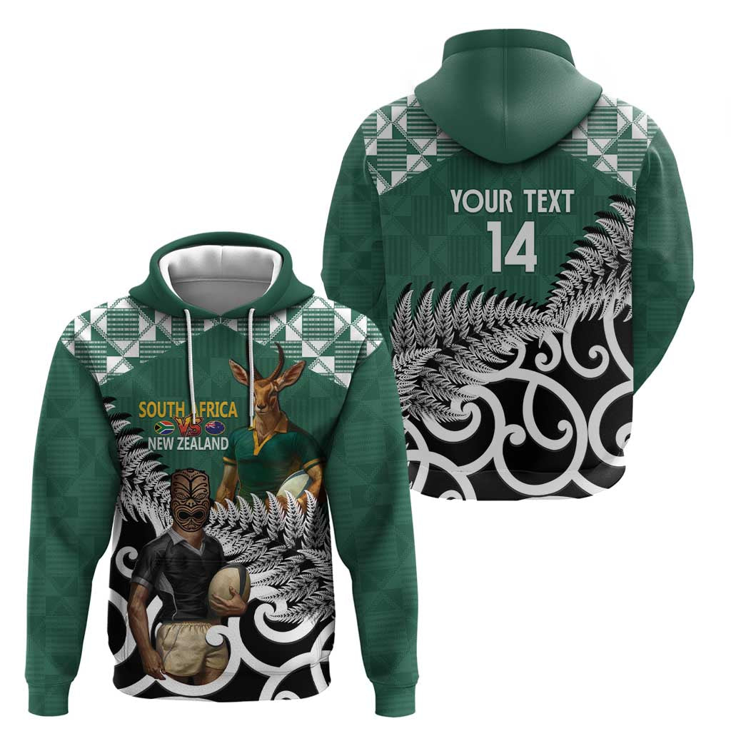 New Zealand South Africa Rugby Custom Zip Hoodie Springboks Kente All Black Maori Together - Aussie Hoodie