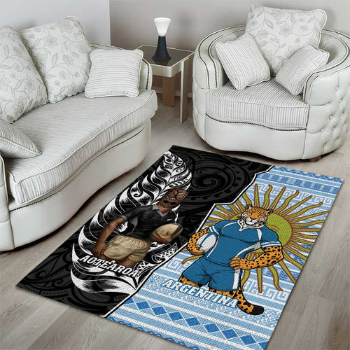New Zealand Argentina Rugby Area Rug 2025 Los Pumas All Black Together - Aussie Hoodie
