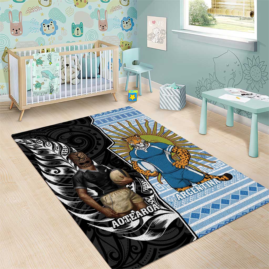 New Zealand Argentina Rugby Area Rug 2025 Los Pumas All Black Together - Aussie Hoodie