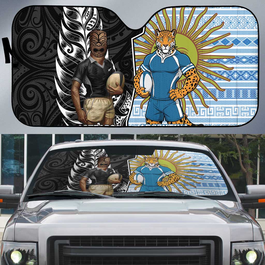 New Zealand Argentina Rugby Auto Sun Shade 2025 Los Pumas All Black Together - Aussie Hoodie