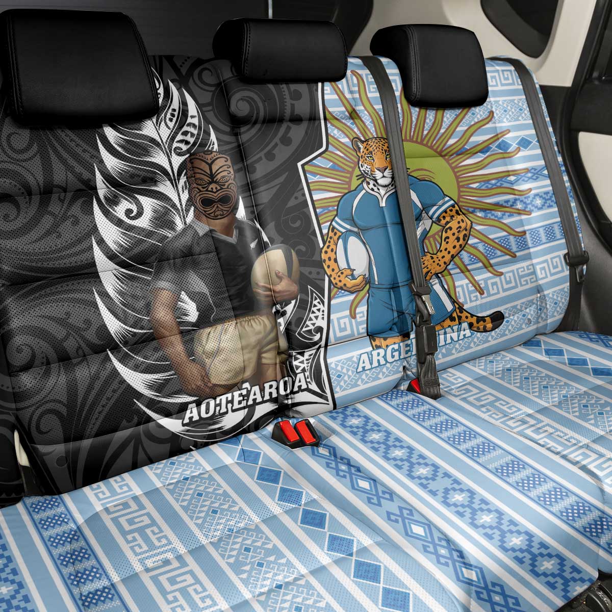 New Zealand Argentina Rugby Back Car Seat Cover 2025 Los Pumas All Black Together - Aussie Hoodie