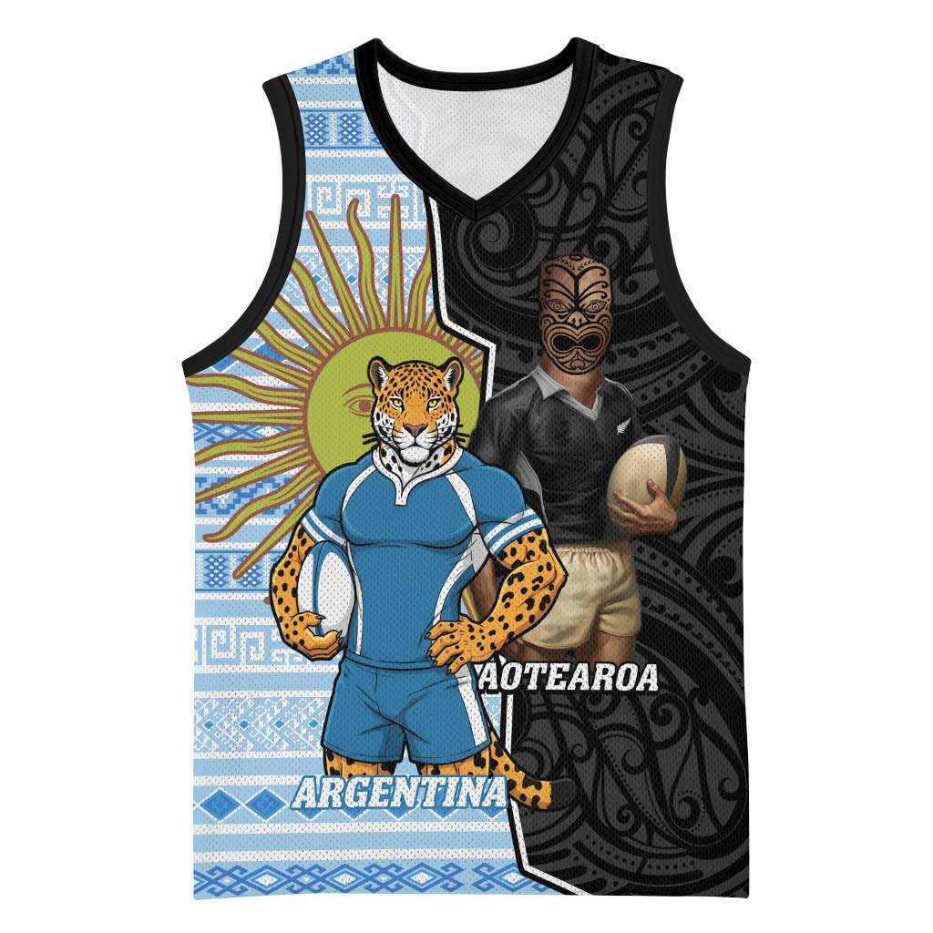 New Zealand Argentina Rugby Custom Basketball Jersey 2025 Los Pumas All Black Together - Aussie Hoodie