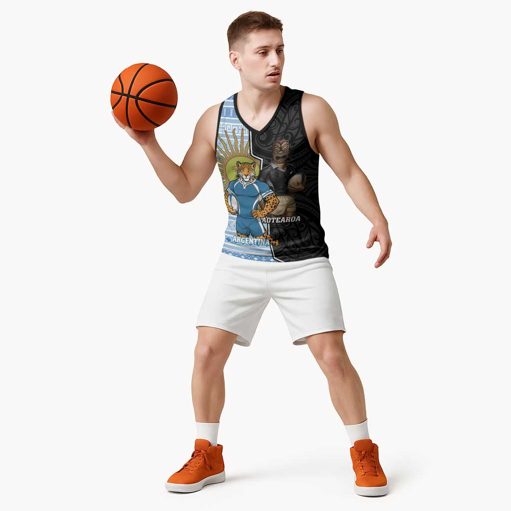 New Zealand Argentina Rugby Custom Basketball Jersey 2025 Los Pumas All Black Together - Aussie Hoodie