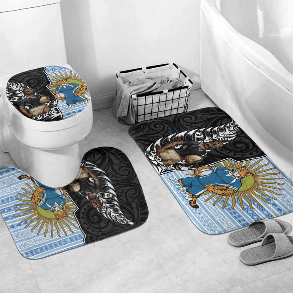 New Zealand Argentina Rugby Bathroom Set 2025 Los Pumas All Black Together - Aussie Hoodie