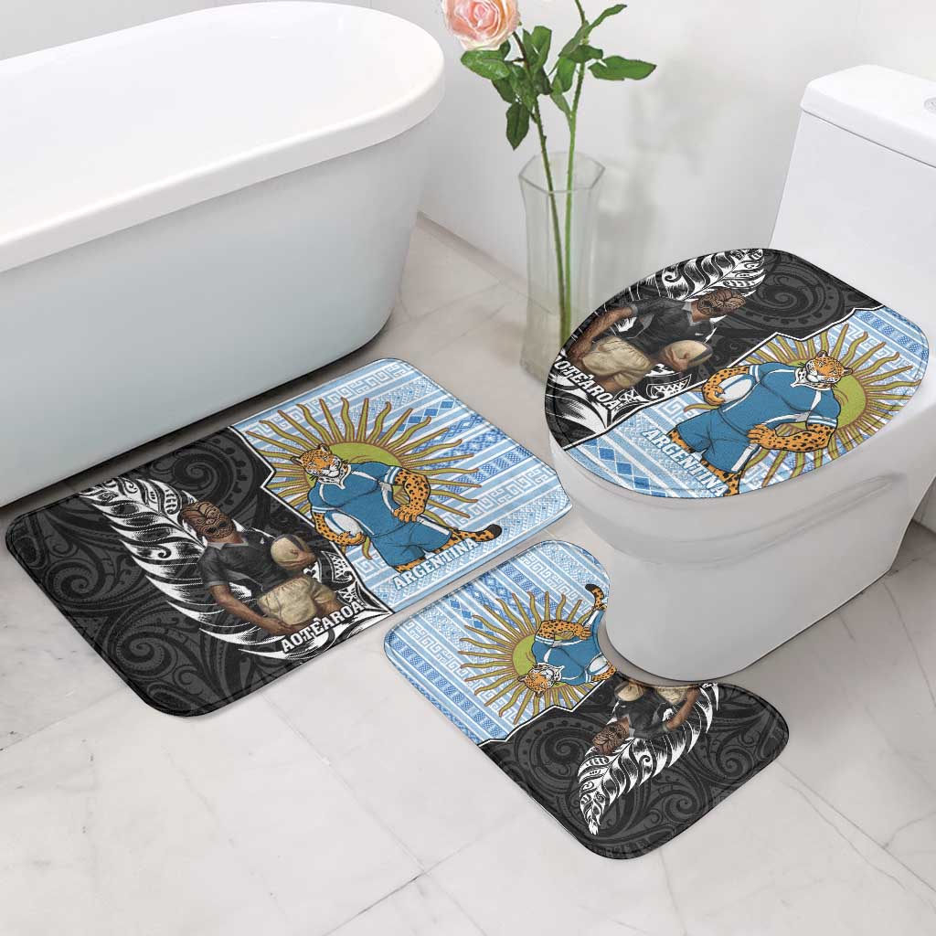 New Zealand Argentina Rugby Bathroom Set 2025 Los Pumas All Black Together - Aussie Hoodie