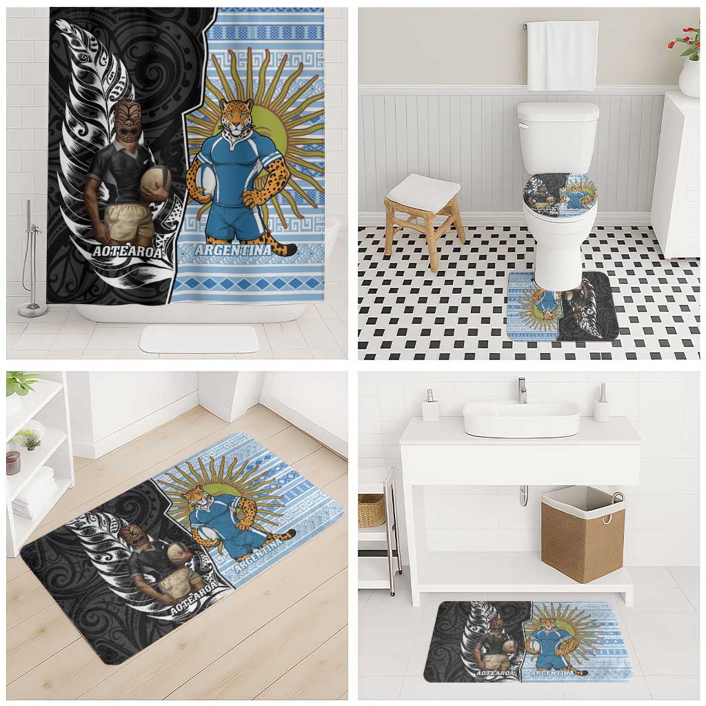 New Zealand Argentina Rugby Bathroom Set 2025 Los Pumas All Black Together - Aussie Hoodie